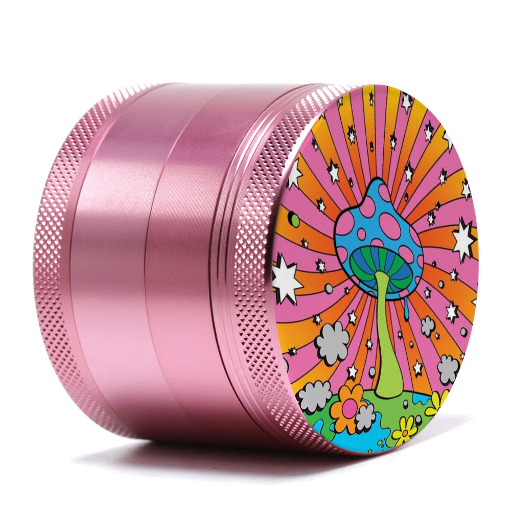 Metal Grinder With Trippy Magic Mushrooms Design