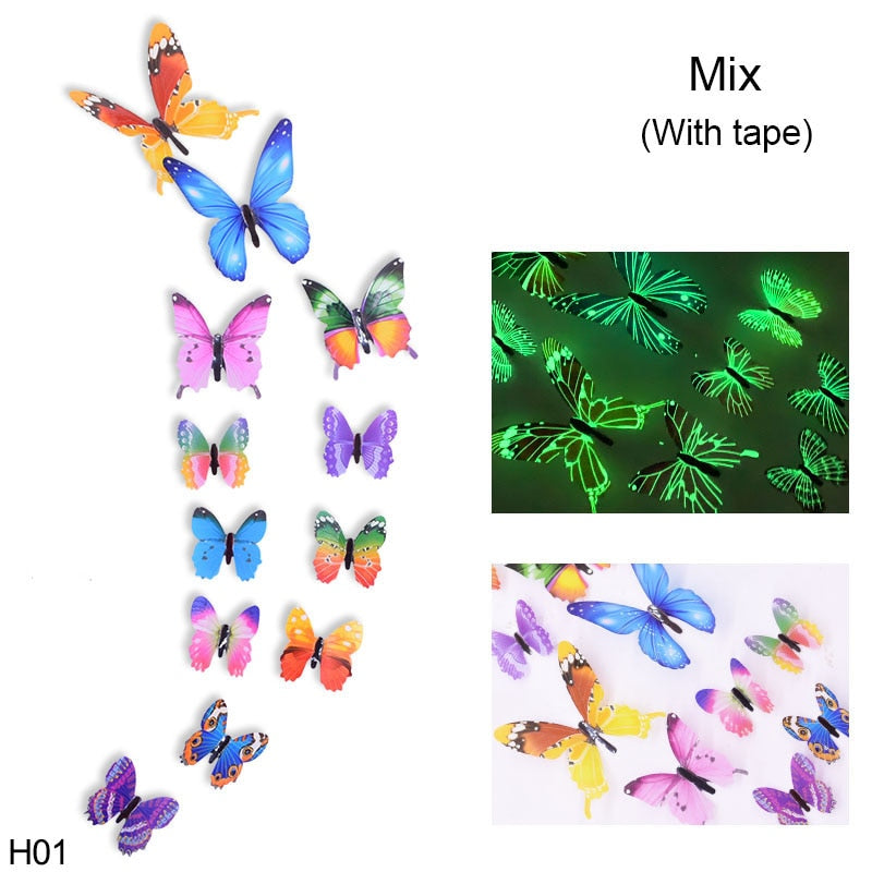 Luminous 3D Butterflies (12pc)