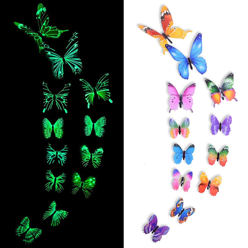 Luminous 3D Butterflies (12pc)